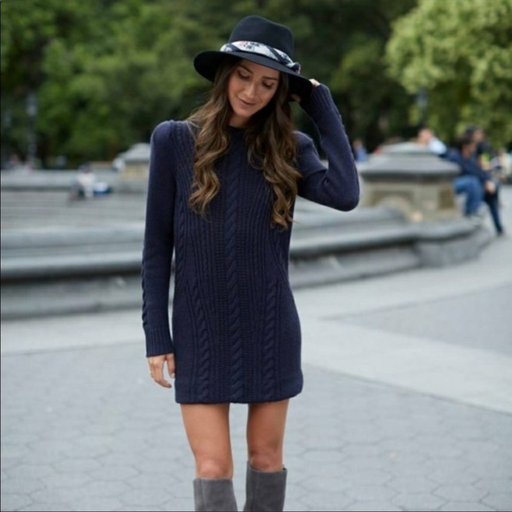 Treasure & Bond Navy Sweater Dress Cable Knit